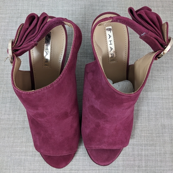 Tahari, Kappy 1, 7.5M, Peep-toe, Sling Back, Ankle bootie, 3.5" heel, Burgundy - Picture 8 of 11